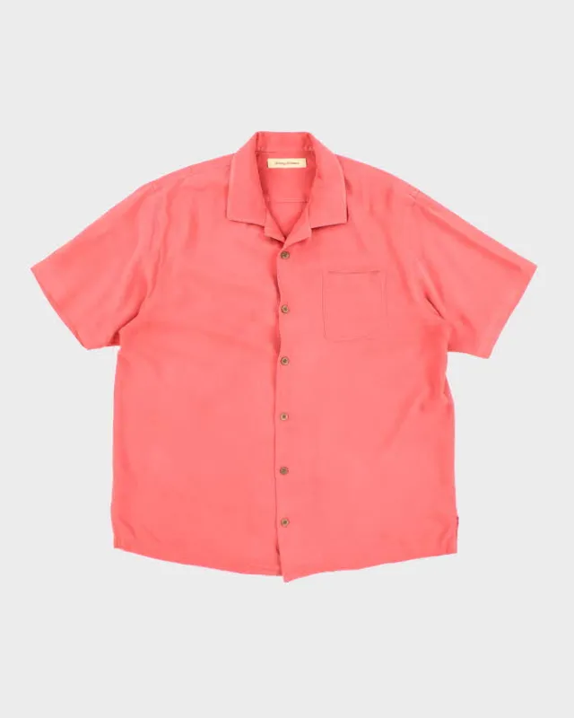 Vintage Tommy Bahama Pink Oversized Silk Shirt - XL sold by Rokit