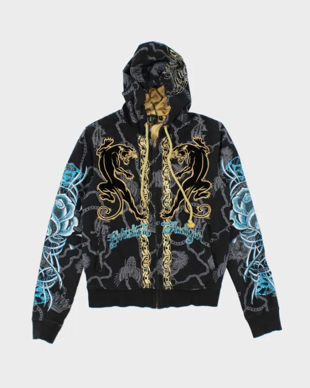 Vintage Y2K Christian Audiger Sequined Graphic Print Zip Up Hoodie - S sold by Rokit
