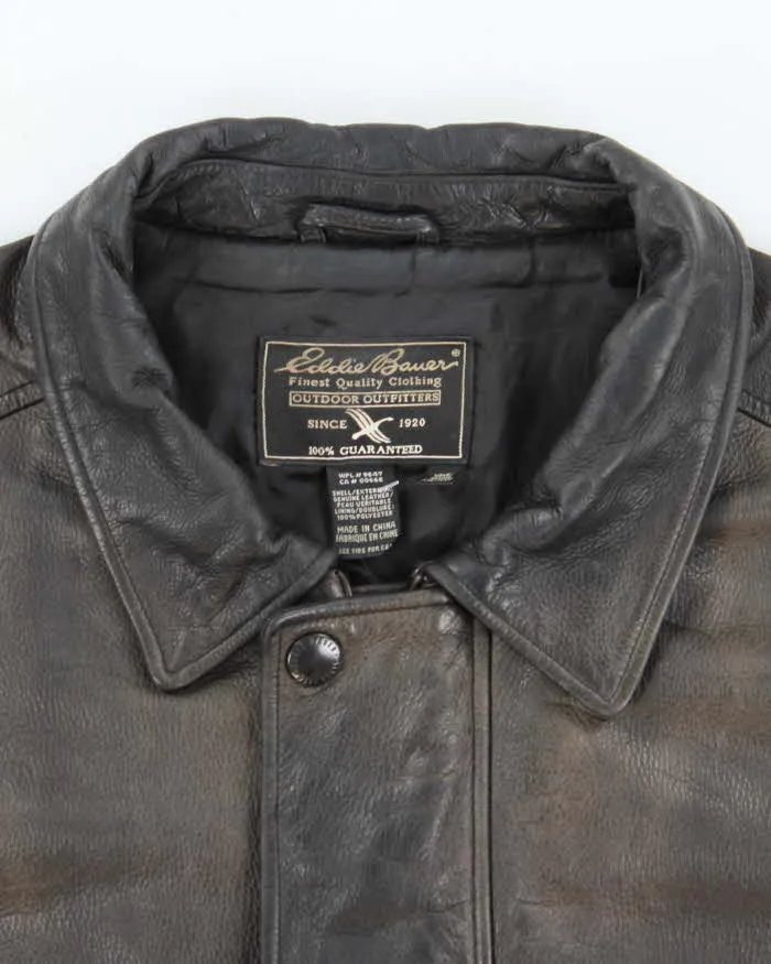 Vintage 90's Eddie Bauer Heavyweight Zip Up Leather Jacket - XXL sold by Rokit product image thumbnail 5