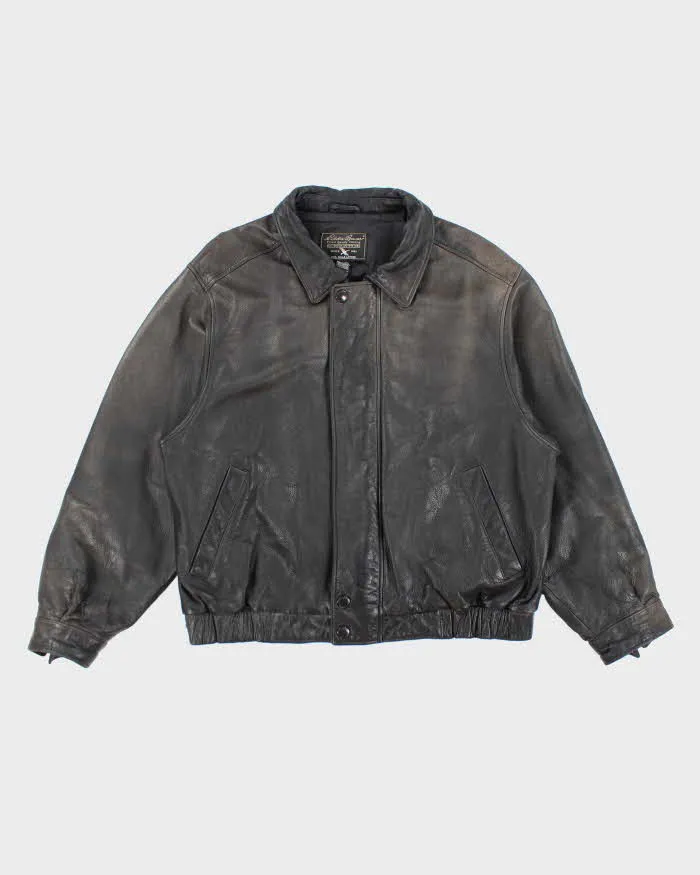 Vintage 90's Eddie Bauer Heavyweight Zip Up Leather Jacket - XXL sold by Rokit