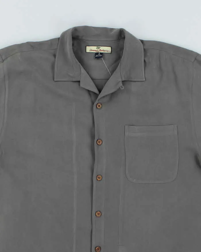 Vintage Tommy Bahama Oversized Grey Silk Hawaiian Shirt - M sold by Rokit product image thumbnail 3