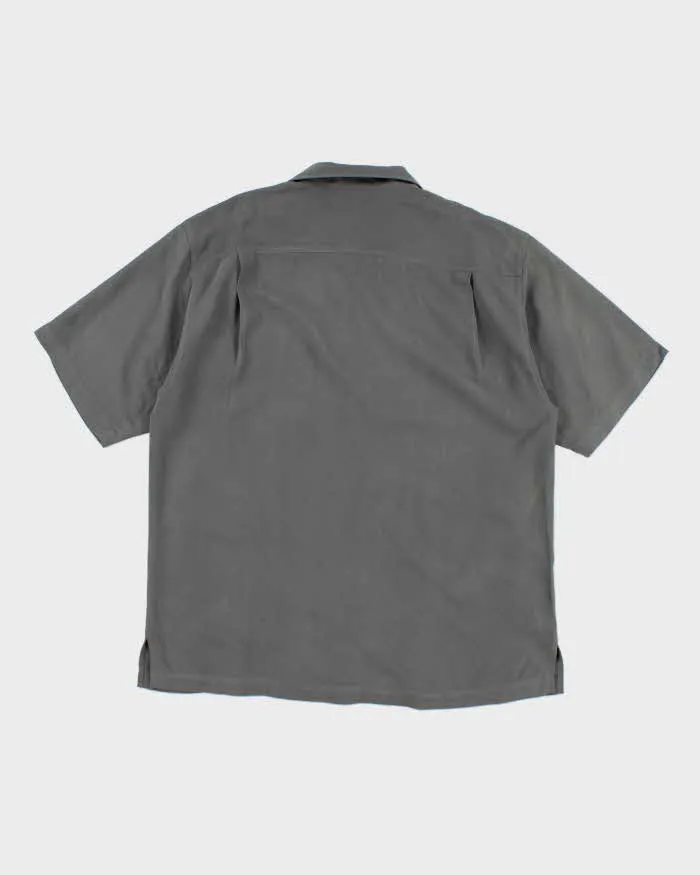 Vintage Tommy Bahama Oversized Grey Silk Hawaiian Shirt - M sold by Rokit product image thumbnail 2