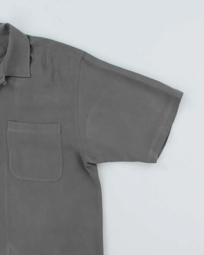 Vintage Tommy Bahama Oversized Grey Silk Hawaiian Shirt - M sold by Rokit product image thumbnail 4