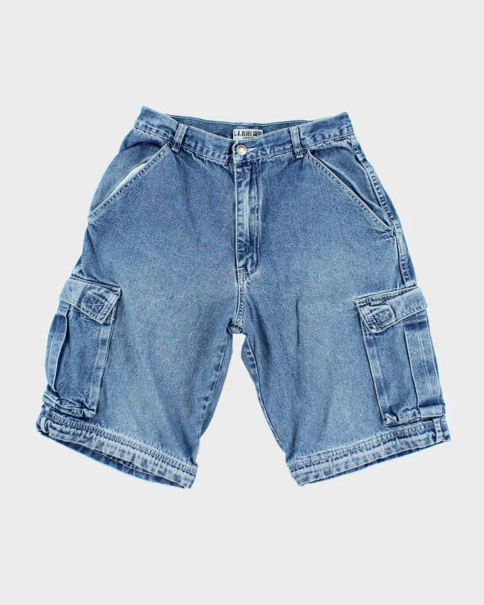 Vintage Y2K L.A. Blues Medium Wash Denim Cargo Shorts - W28 L11 sold by Rokit