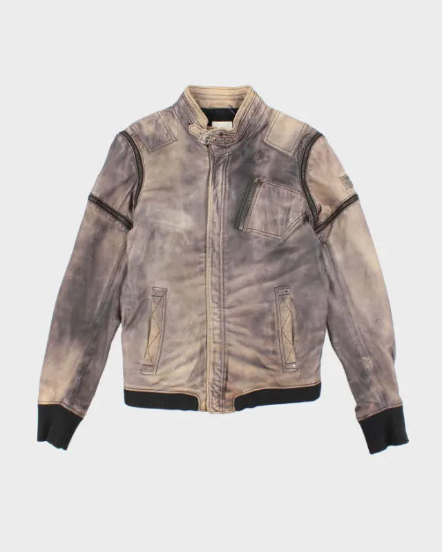 Vintage Women's Y2K Diesel Multi Zipped Leather Biker Jacket - M sold by Rokit