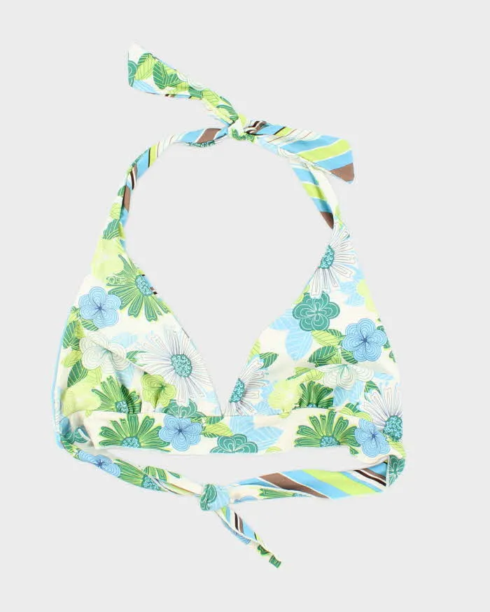 Vintage Y2k 00s Floral & Stripey Reversible Bikini Top - XL sold by Rokit
