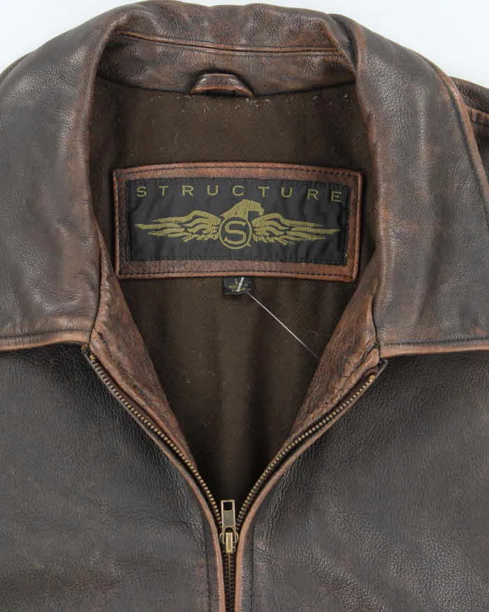 Vintage 90's Structure Heavyweight Brown Leather Jacket - L sold by Rokit product image thumbnail 5