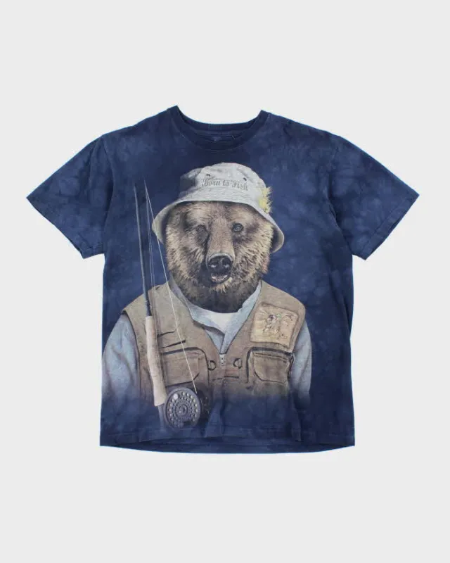 Vintage 2000's The Mountain Fishing Bear Graphic T-Shirt - M sold by Rokit