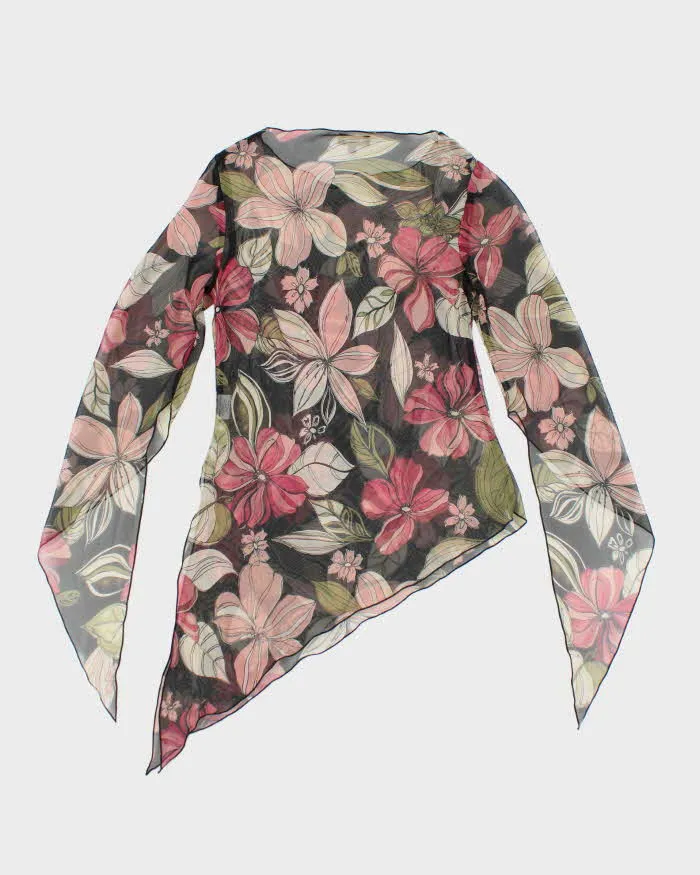 Vintage Y2k 00s Le Chateau Mesh Floral Asymmetric Top - M sold by Rokit product image thumbnail 2