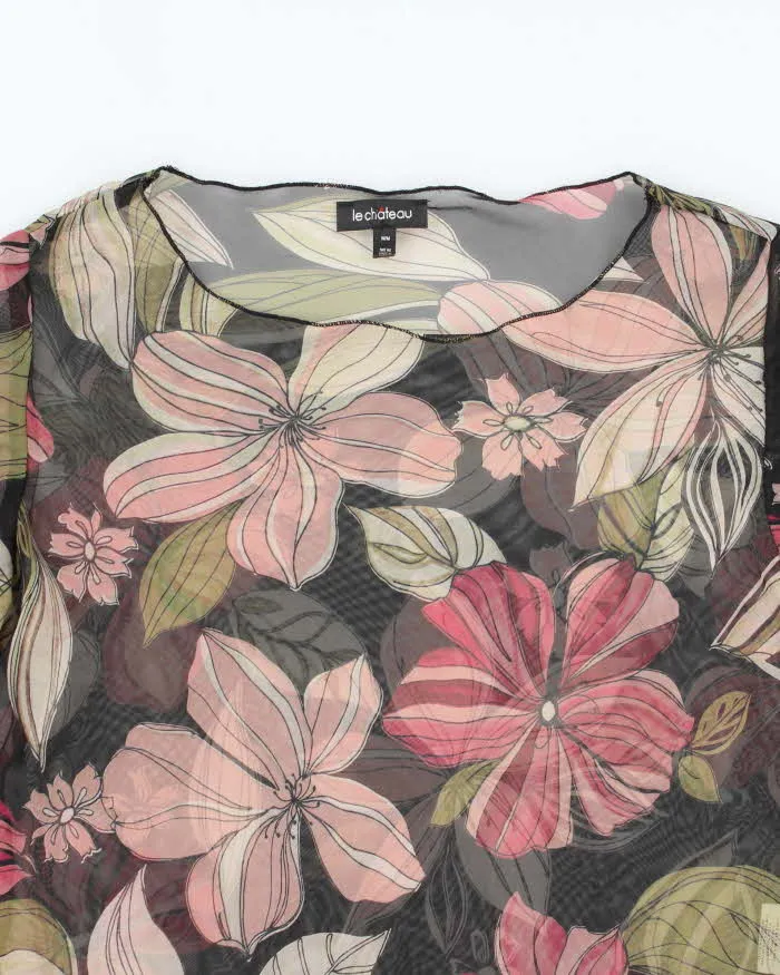 Vintage Y2k 00s Le Chateau Mesh Floral Asymmetric Top - M sold by Rokit product image thumbnail 3