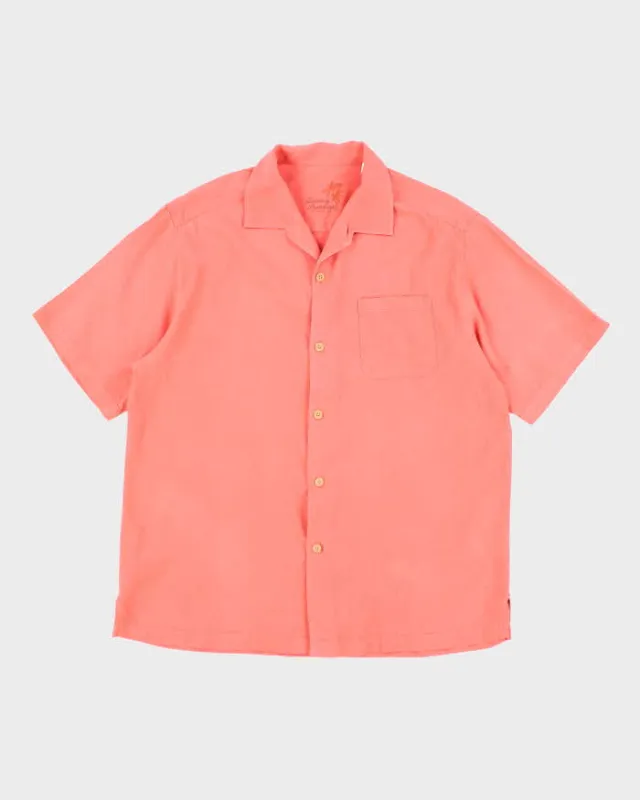 Vintage Tommy Bahama Pink Oversized Silk Shirt - L sold by Rokit