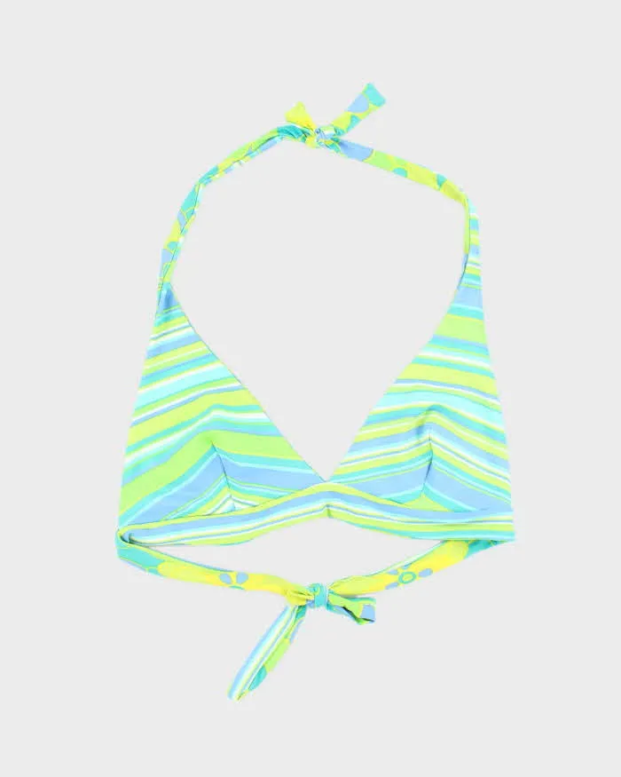 Vintage Y2k 00s Floral & Stripey Reversible Bikini Top - M sold by Rokit
