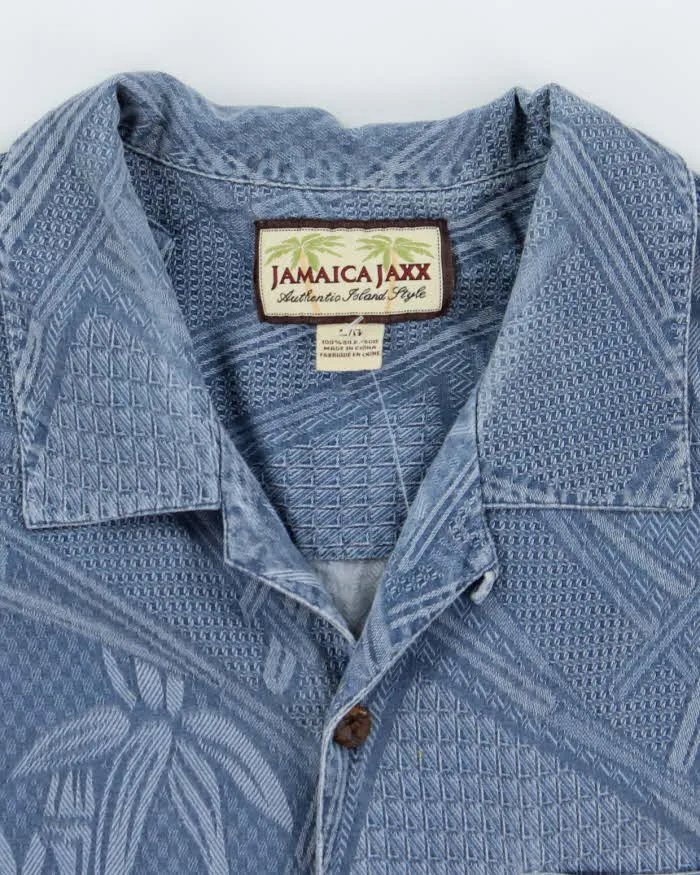 Vintage Jamaica Jaxx Blue Embossed Floral Hawaiian Shirt - L sold by Rokit product image thumbnail 5