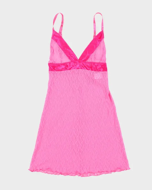 Vintage Y2k 00s Pink Lace Slip Dress - XS sold by Rokit