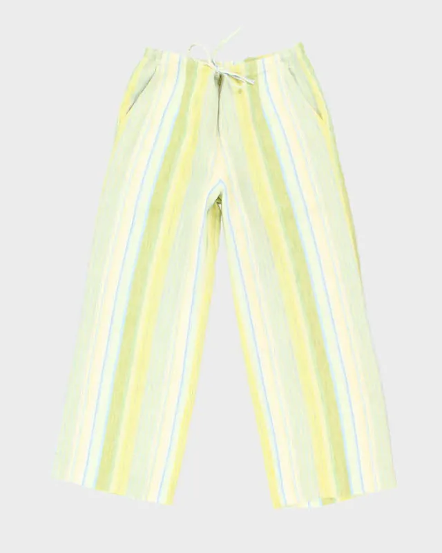 Vintage Jasmine Stripe Cropped Linen Trousers - W32 L27 sold by Rokit
