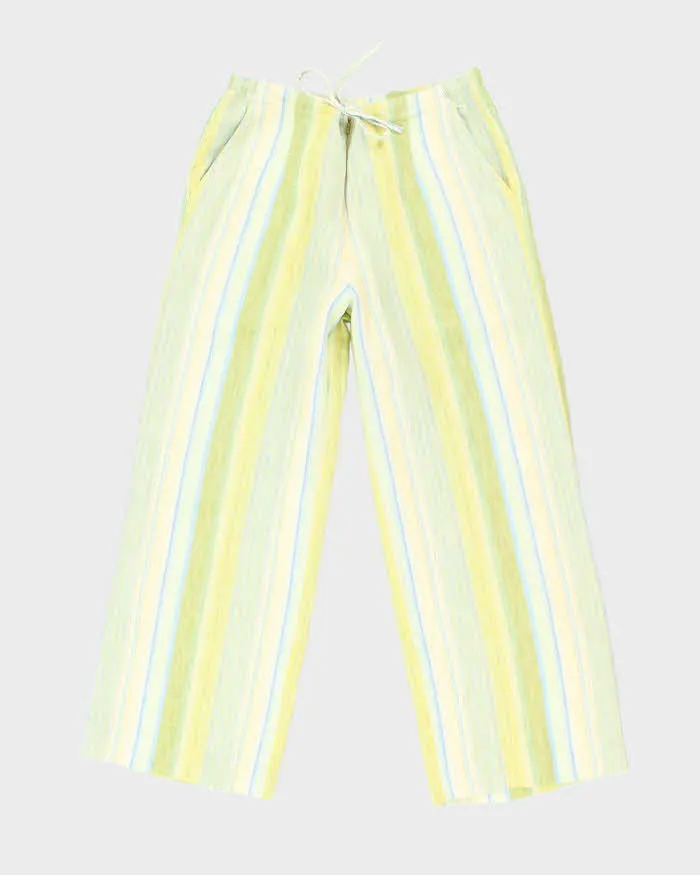 Vintage Jasmine Stripe Cropped Linen Trousers - W32 L27 sold by Rokit