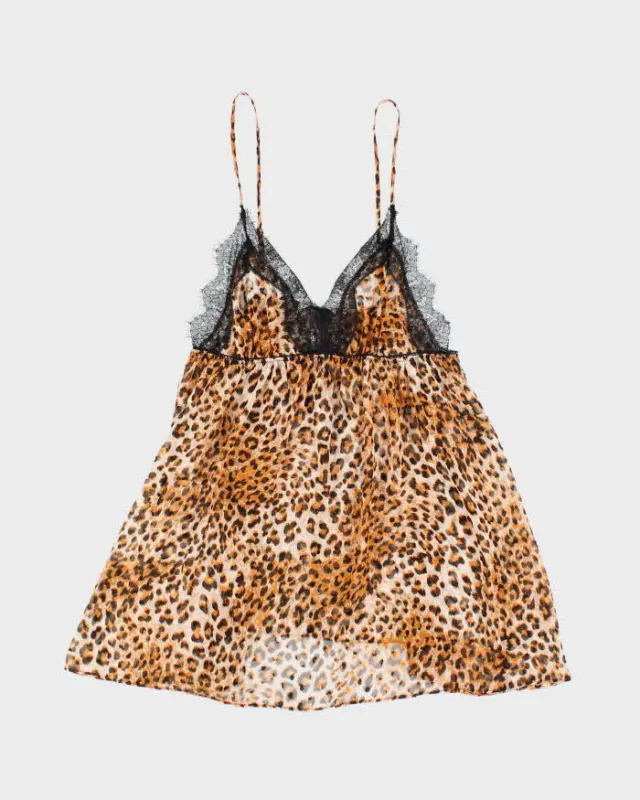 Vintage Y2k 00s In Bloom Leopard Print Mesh Cami - M sold by Rokit