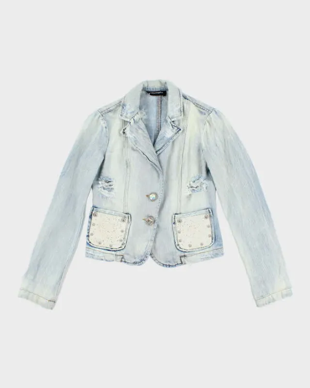 Vintage Y2K Women's Dolce & Gabbana Distressed Denim Blazer - S sold by Rokit