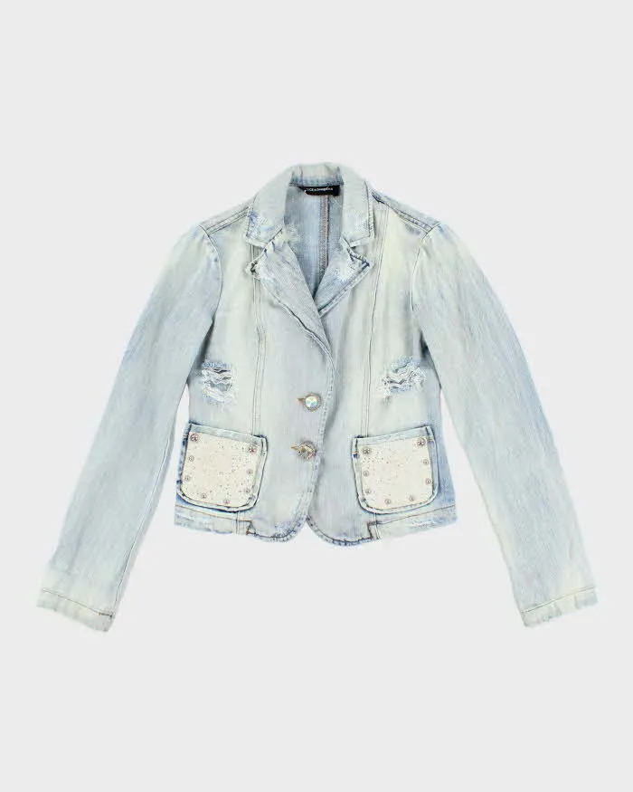 Vintage Y2K Women's Dolce & Gabbana Distressed Denim Blazer - S sold by Rokit