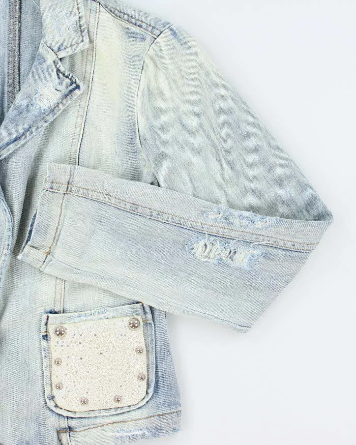 Vintage Y2K Women's Dolce & Gabbana Distressed Denim Blazer - S sold by Rokit product image thumbnail 4