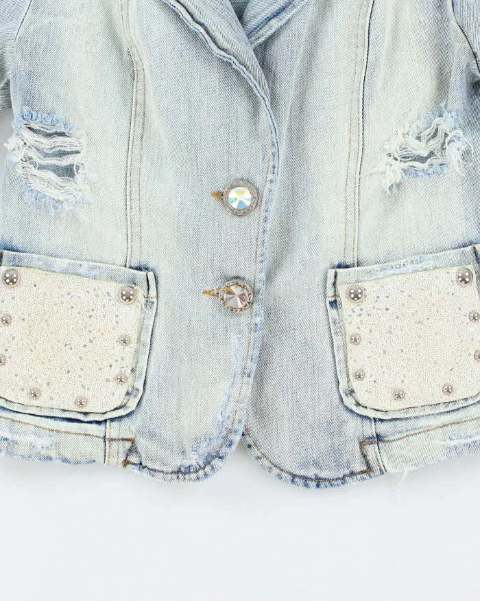Vintage Y2K Women's Dolce & Gabbana Distressed Denim Blazer - S sold by Rokit product image thumbnail 3