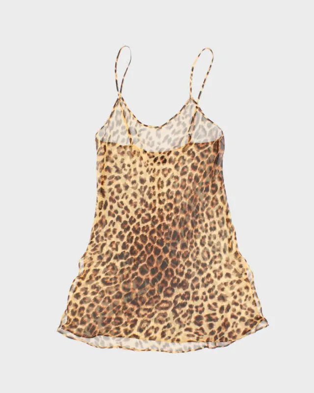 Vintage 90s Magic Silk Sheer Leopard Print Slip Dress - S sold by Rokit