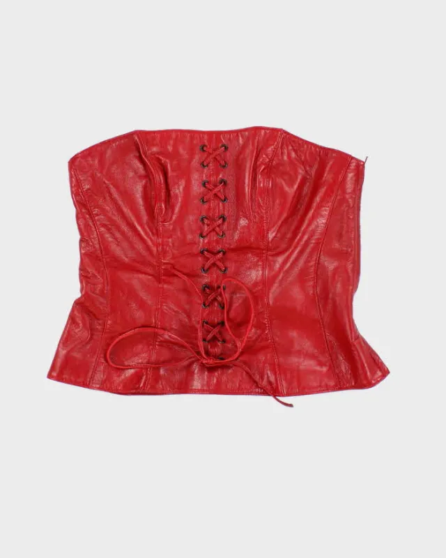 Vintage Danier Red Lather Corset - S sold by Rokit