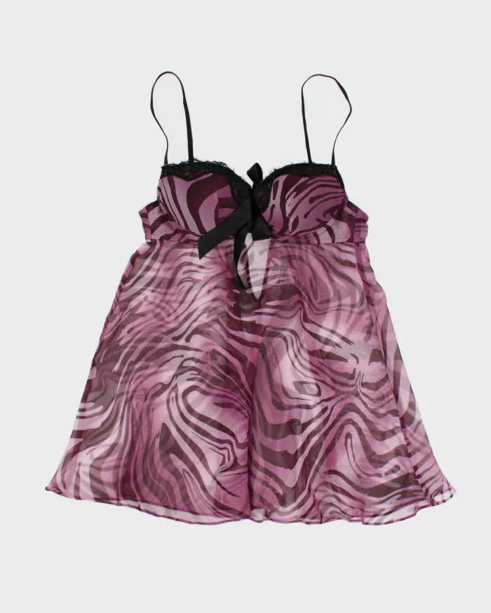 Vintage Y2k 00s La Senza Zebra Print Mesh Top - S sold by Rokit