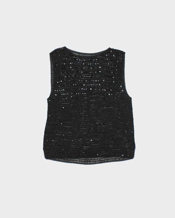 Vintage Y2k 00s Sequin Crochet Top - M sold by Rokit