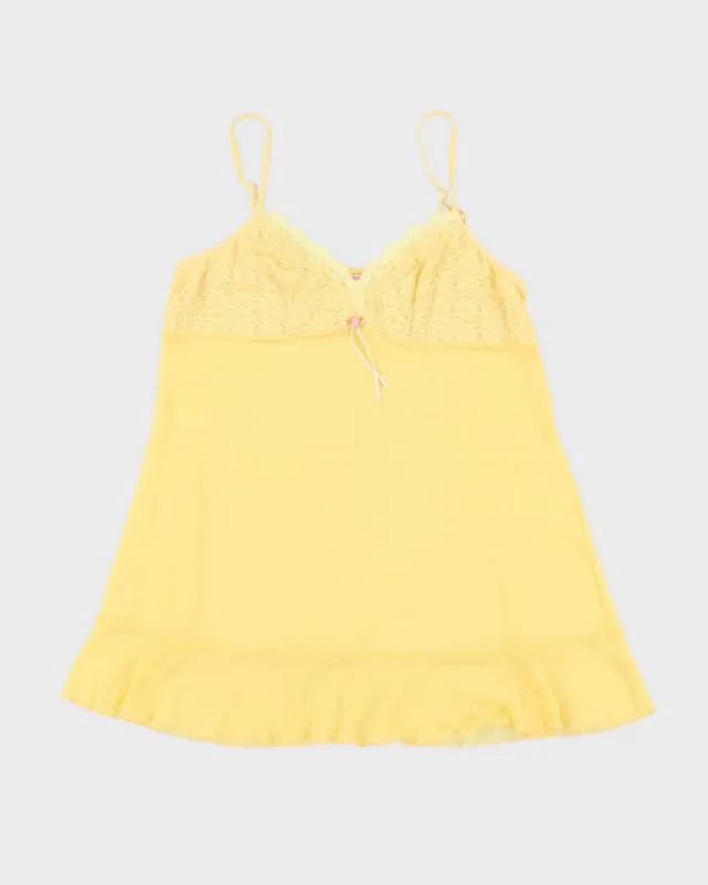 Vintage Y2k 00s Sentiments Yellow Mesh Slip Dress - L sold by Rokit