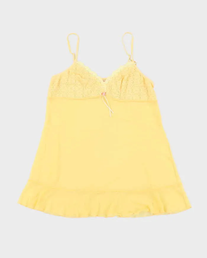 Vintage Y2k 00s Sentiments Yellow Mesh Slip Dress - L sold by Rokit