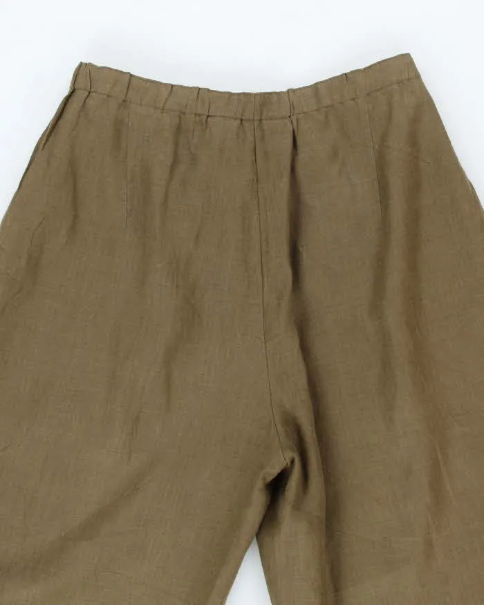 Vintage Jasmine Khaki Cropped Linen Trousers - W32 L27 sold by Rokit product image thumbnail 4