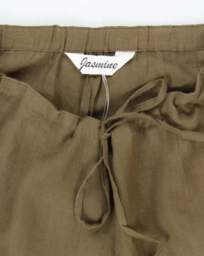 Vintage Jasmine Khaki Cropped Linen Trousers - W32 L27 sold by Rokit product image thumbnail 5