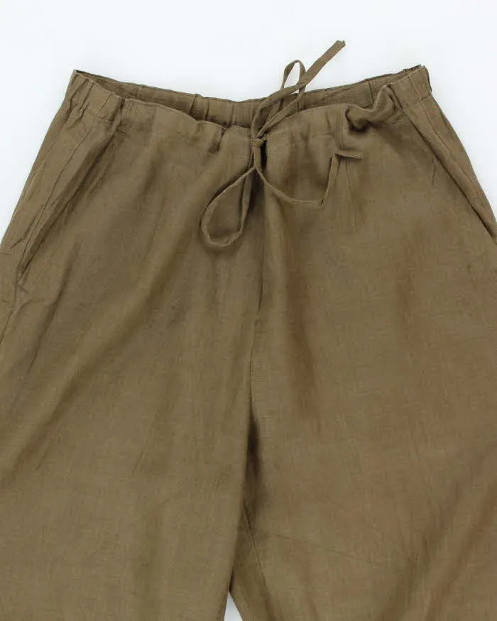Vintage Jasmine Khaki Cropped Linen Trousers - W32 L27 sold by Rokit product image thumbnail 3