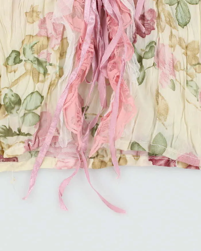 Vintage 90s Floral Mesh Lace-Up Blouse - S sold by Rokit product image thumbnail 5