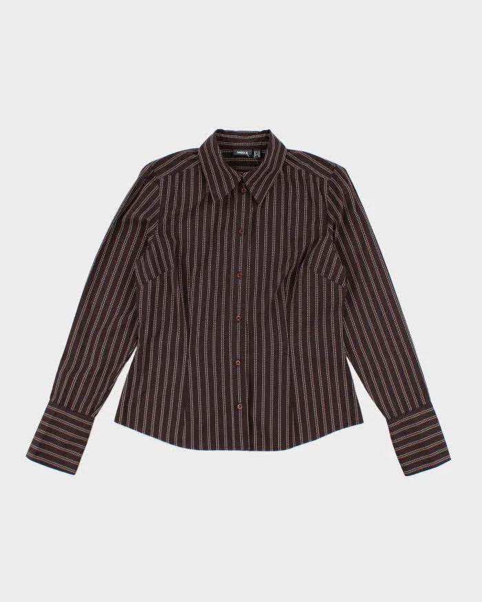 Vintage Y2k 00s Mexx Brown Stripe Blouse - M sold by Rokit