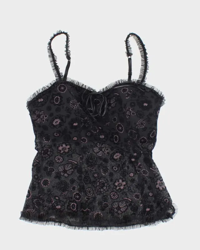 Vintage Y2k 00s Arianne Mesh & Velvet Cami - S sold by Rokit