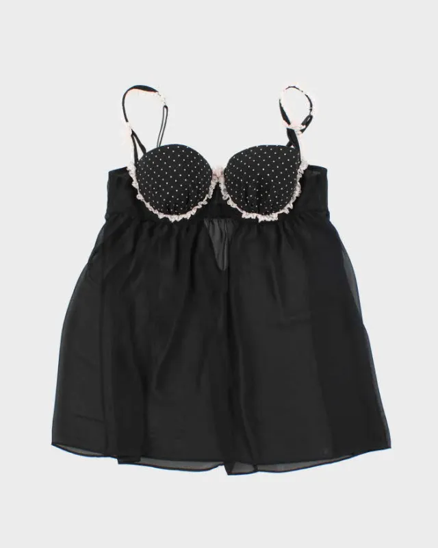 Vintage Y2k 00s La Senza Polka Dot Mesh Top - M sold by Rokit