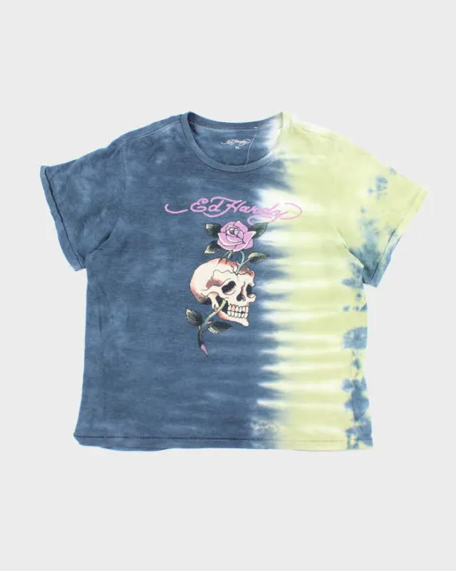 Vintage Y2K Ed Hardy Tie-Dye Tribal Style T-Shirt - XL sold by Rokit