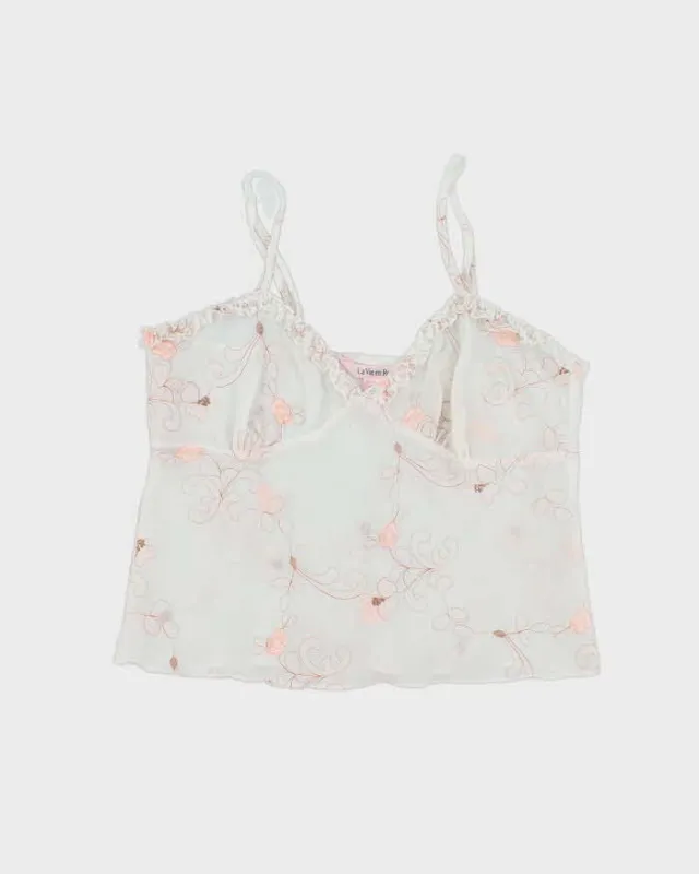 Vintage Y2k 00s La Vie En Rose Mesh Floral Cami - M sold by Rokit
