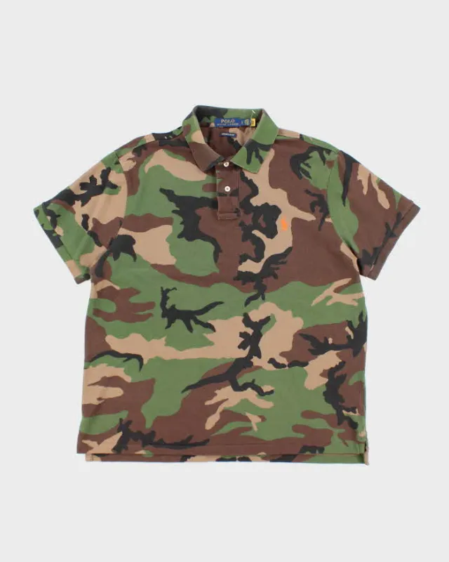 Vintage Y2k 00s Polo Ralph Lauren Camouflage Polo Shirt - L made by Ralph Lauren