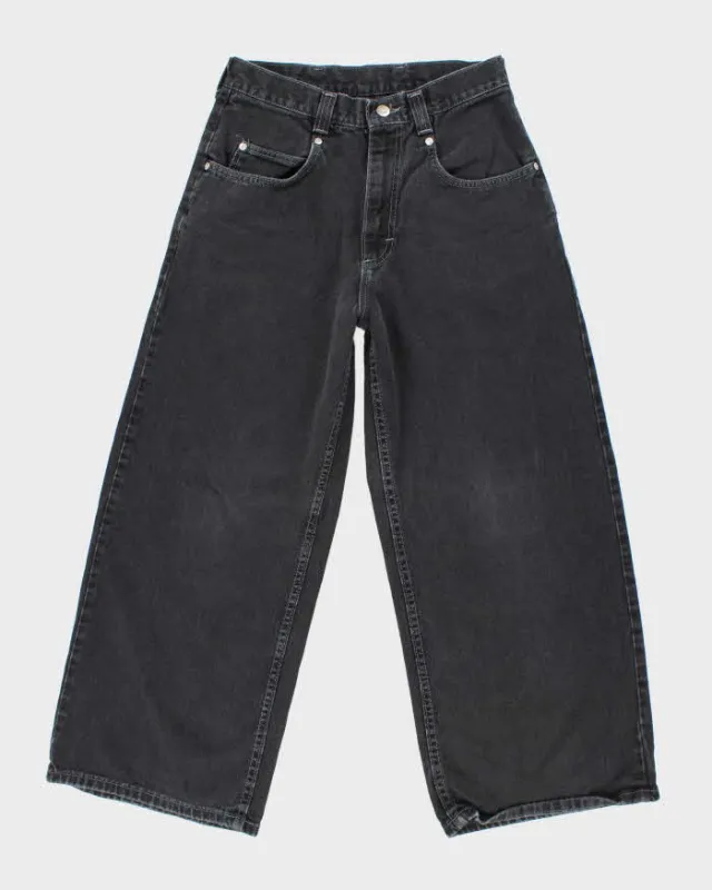 Vintage Lee Wide Leg Black Dark Wash Jeans - W28 L25 made by Lee