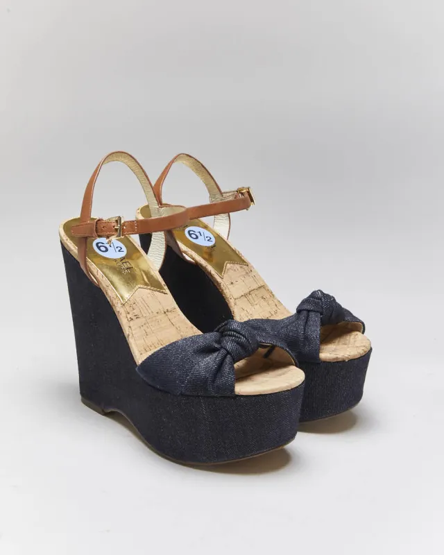 Vintage Y2k 00s Michael Kors Denim Wedge Sandals - UK4.5 sold by Rokit