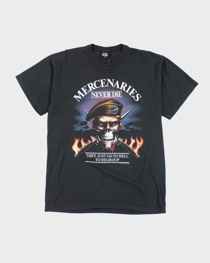 Vintage 80s Mercenaries Never Die Single Stitch T-shirt - L sold by Rokit