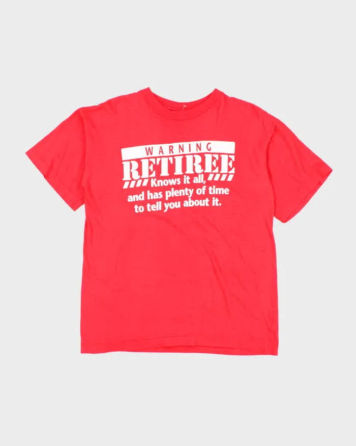 Vintage 90s Retiree Graphic Single Stitch T-shirt - M sold by Rokit