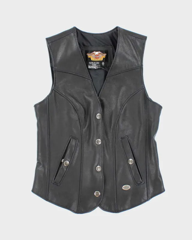 Vintage Harley Davidson Leather Waistcoat - S sold by Rokit