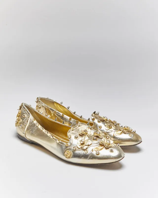 Vintage Dolce & Gabbana Gold Loafers - UK7 sold by Rokit