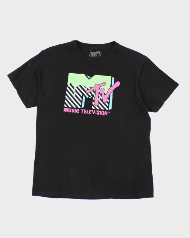 Vintage MTV Black Short Sleeve T-shirt - M made by Rokit