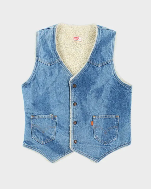 Vintage 80's Levi's Light Wash Denim Lined Gilet - M sold by Rokit