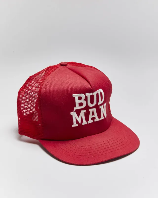 Vintage 90's Bud Man Embroidered Trucker Cap - OS made by Rokit